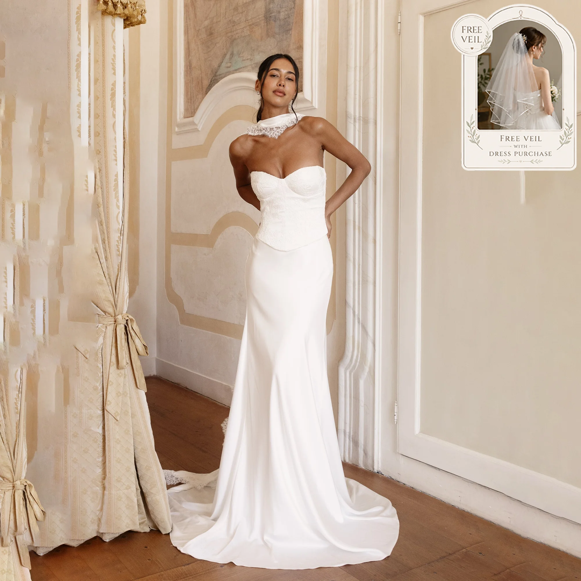 

Mermaid Wedding Dresses For Women Strapless Lace Corset Back Bride Gowns Sweetheart Ivory vestidos de novias 2026 Customized