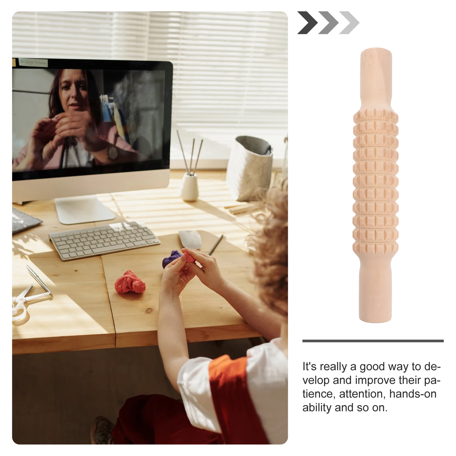 Rolo de plasticina infantil, ferramenta criativa de modelagem de argila, rolo de plasticina de madeira seguro para pais e filhos, brincadeira criativa