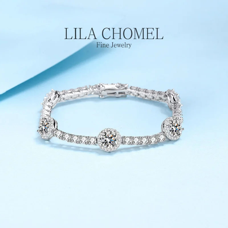 

Designer Platinum PT950 15.5/16/18cm Moissanite Bracelets for Women Luxury D color Diamond Quality Sparkling girl fine jewelry