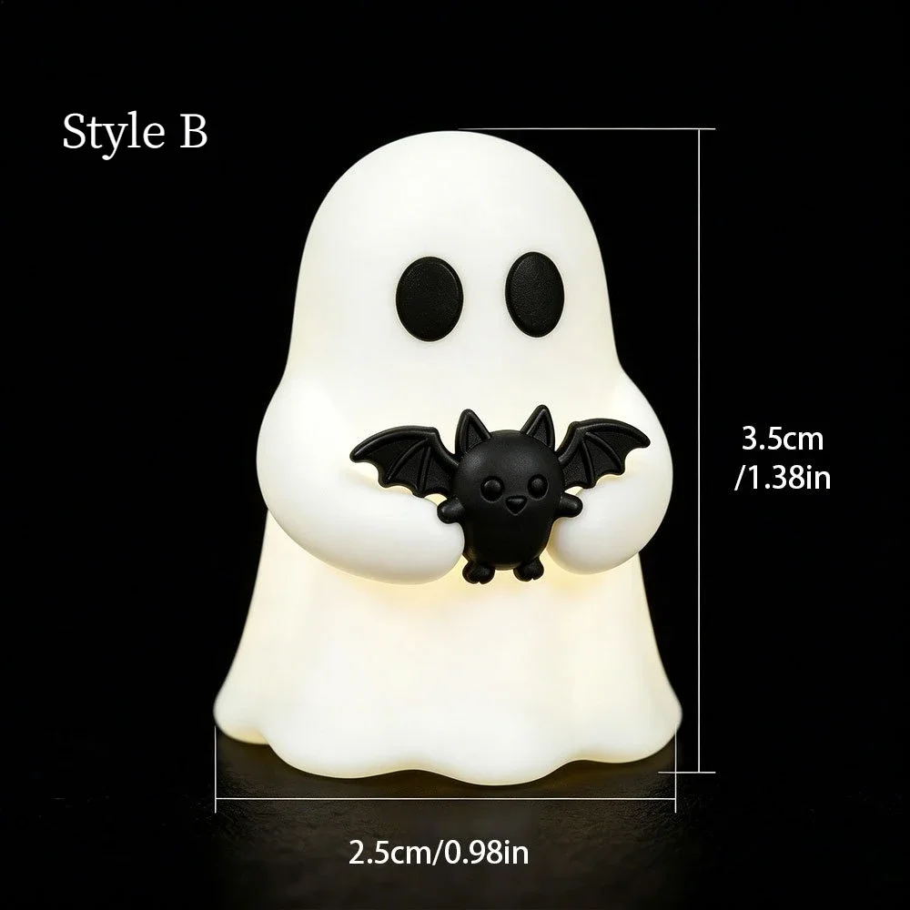 Halloween-Geisterfigur, die im Dunkeln leuchtet, keine Batterien erforderlich, Mini-Geisterornament aus PVC, niedliche Tischdekoration, Partygeschenk-Set. – Detail 2
