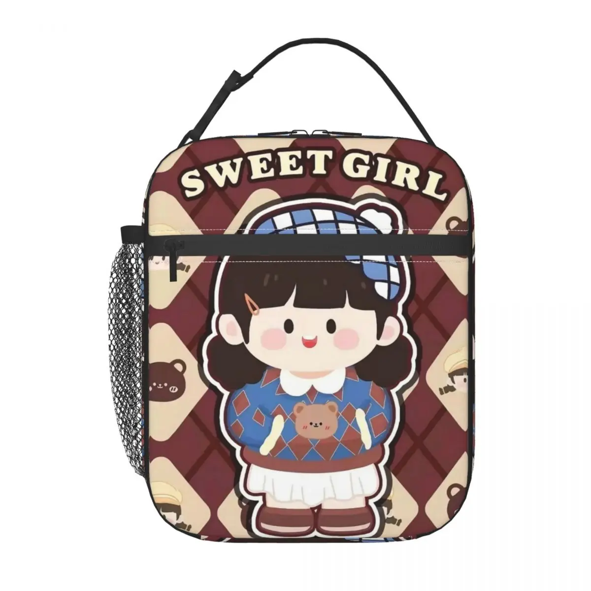 

Cartoon Sweet Girl Thermal Insulated Lunch Bags Women Portable Lunch Container for Work School Travel Storage Food Box