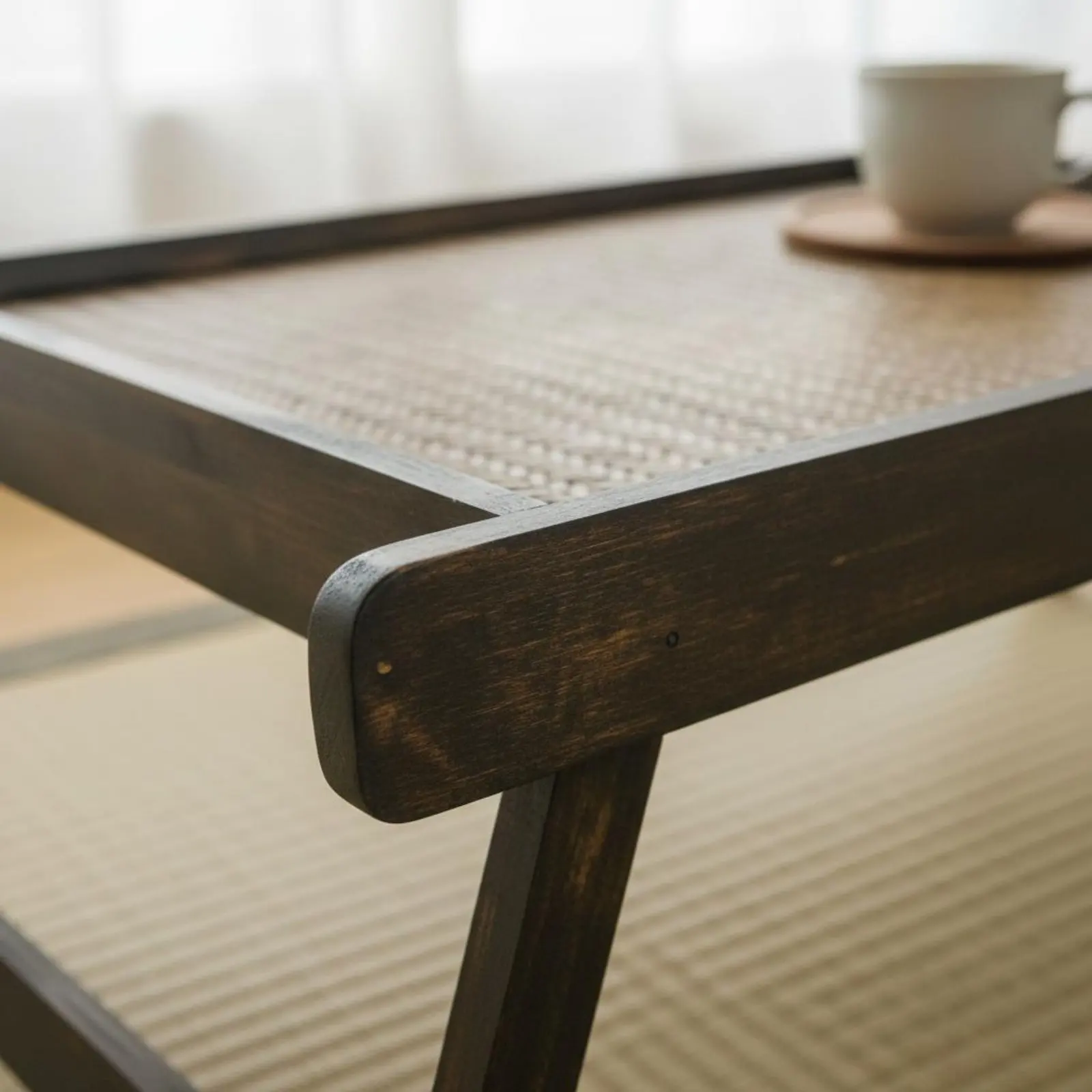 Folding Tea Table Handmade Bamboo Tea Table Bamboo Low Desk Natural Design Home Furniture Space Saving for Window Seat
