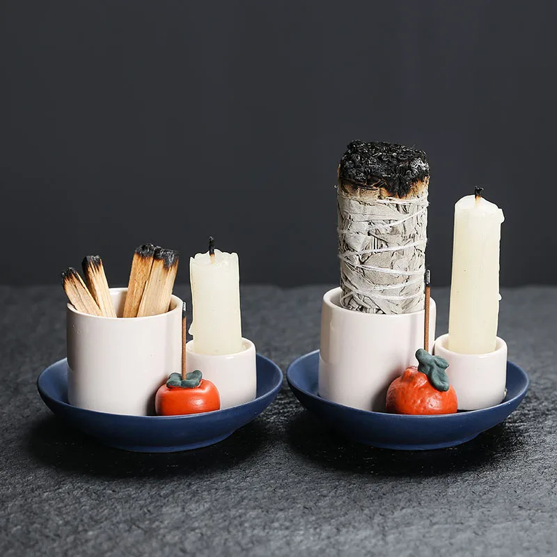 Nordic Style Ceramic Incense Burner Aromatherapy Candle Holder for Sage Smudging and Resin