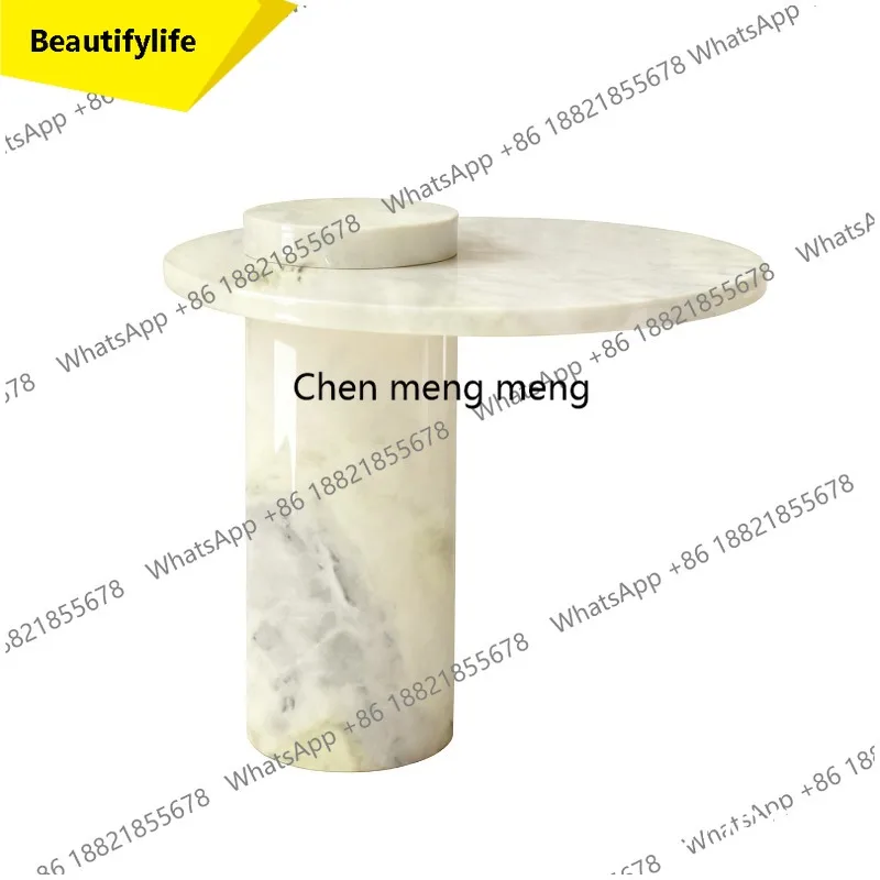 

Современный простой журнальный столик из натурального мрамора с дизайнерской отделкой в скандинавском стиле, небольшой угловой столик.