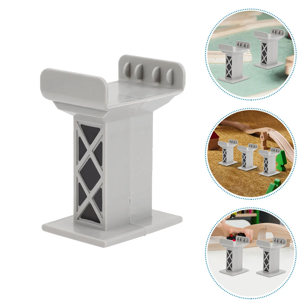 3 Pcs Train Track Pier Railway Bridge Accessories Model for Games DIY Decorative Plastic Toy Playing Support