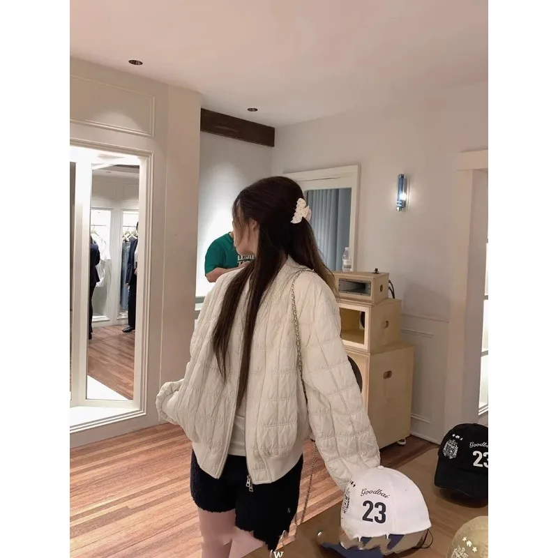 Women's Baseball Padded Jacket 2026 Winter New Collegiate Style Petite Stand Collar Cream Puff Padded Thickened and Warm