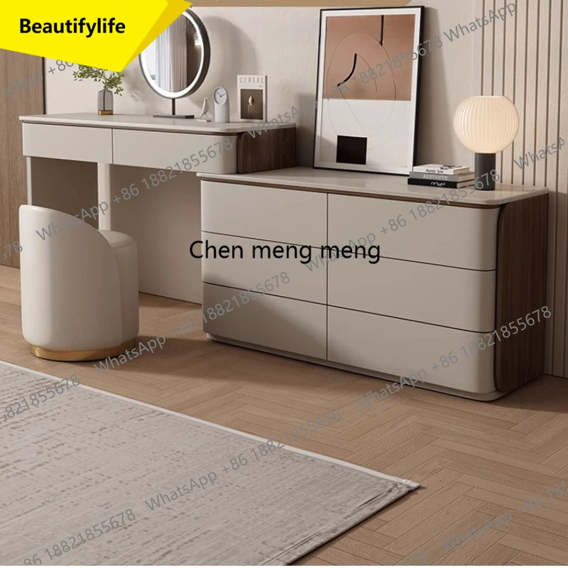 A17 Tocador de Maquillaje y Almacenamiento para Mujer, de Madera Maciza, Moderno y Sencillo, Mueble de Dormitorio Estilo Romano