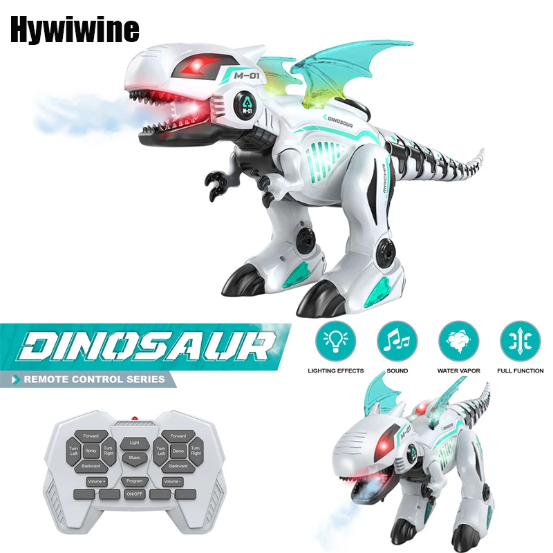 Rc Robot Dinosaurs Toys Education Electronic Simulation Action Sound Light Music Spray Remote Ccontrol Animal Toys for Kids Boys
