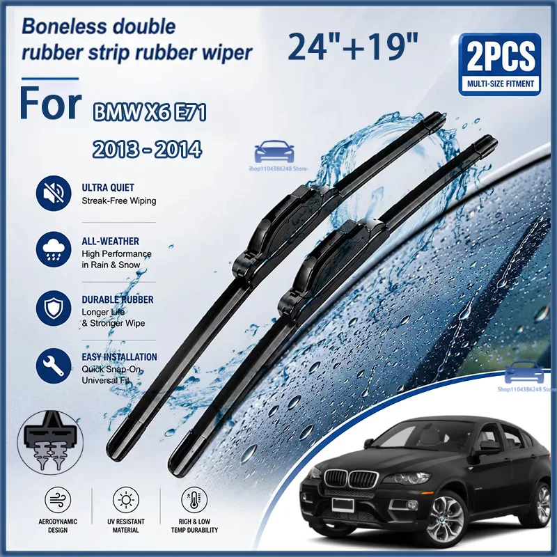 

Front Wiper Blades For BMW X6 E71 2013 - 2014 Windshield Windscreen Window Car Rain Brushes 24"+19" Modification parts