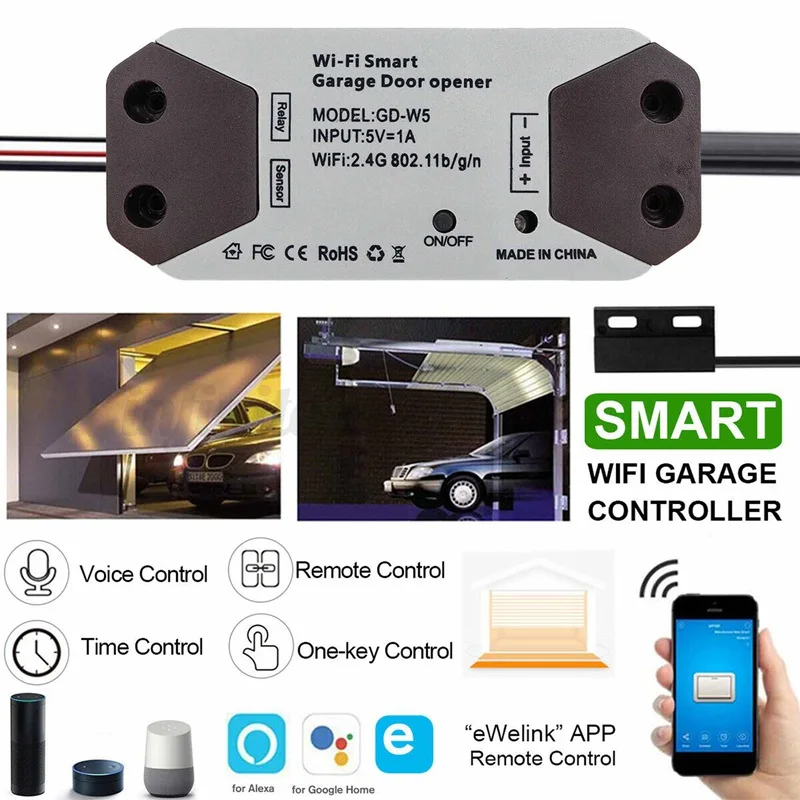 Smart WiFi 2.4GHz Switch Garage Door Opener Remote Control For Alexa Home UK