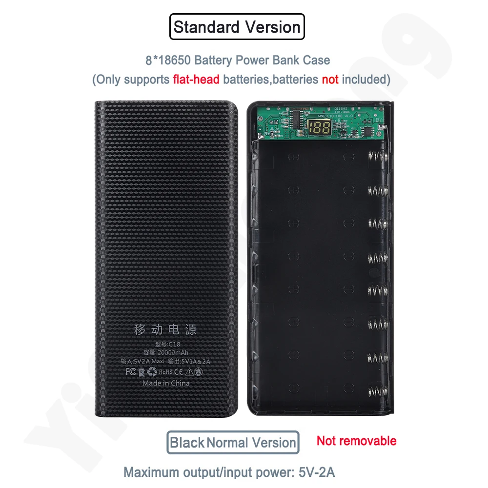 DIY 8*18650 Power Bank Case 4 Kleuren Externe 5V Batterij Opbergdoos Shell Voor Opladen mobiele Telefoons Draagbare