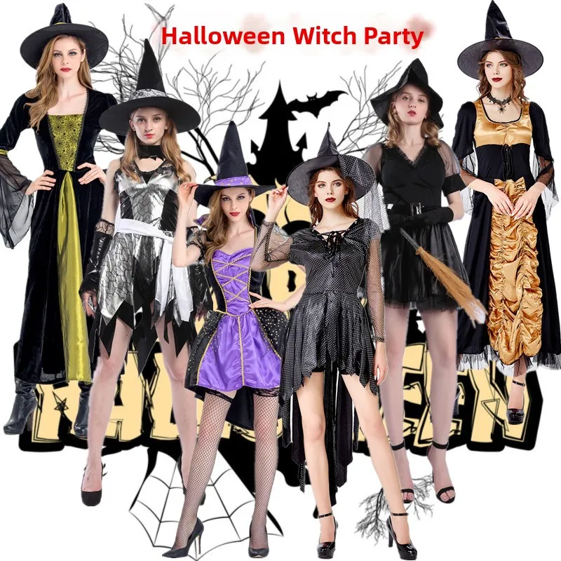 

Хэллоуин ужас ведьма костюм для выступления взрослый наряд дьявола eup Ball террористическая женская ведьма одежда для выступлений