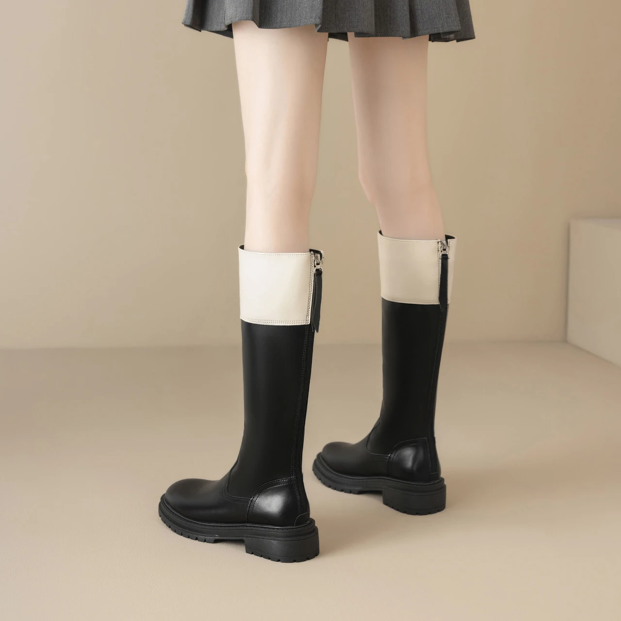 جديد الخريف أحذية رعاة البقر للنساء موضة الانزلاق على الأنابيب الأحذية الإناث ساحة عالية الكعب الشتاء طويل الماسورة فارس الأحذية النسائية #6