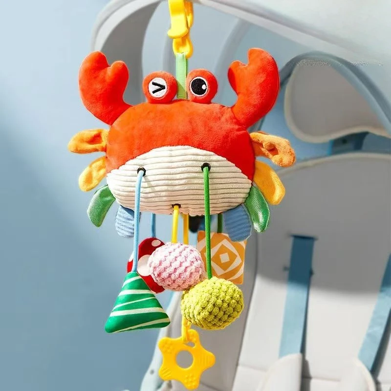 Large Cute Pull String Crab Plush Toy, Soft Polyester Stuffed Hanging Toy for Kids Bedroom Bed Decor, Colorful Interactive Comfort Toy as Daily Gift