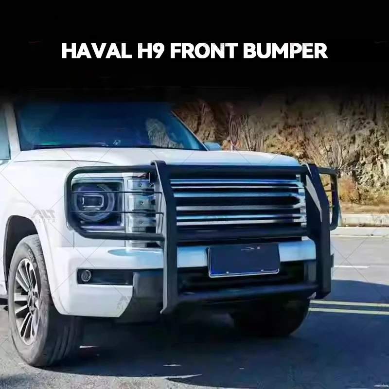 Steel Bull Bar, Heavy Duty Anti Knock Front Bumper Nudge Bar fit for Haval H9, Retrofit Car Exterior Parts Accessories 2