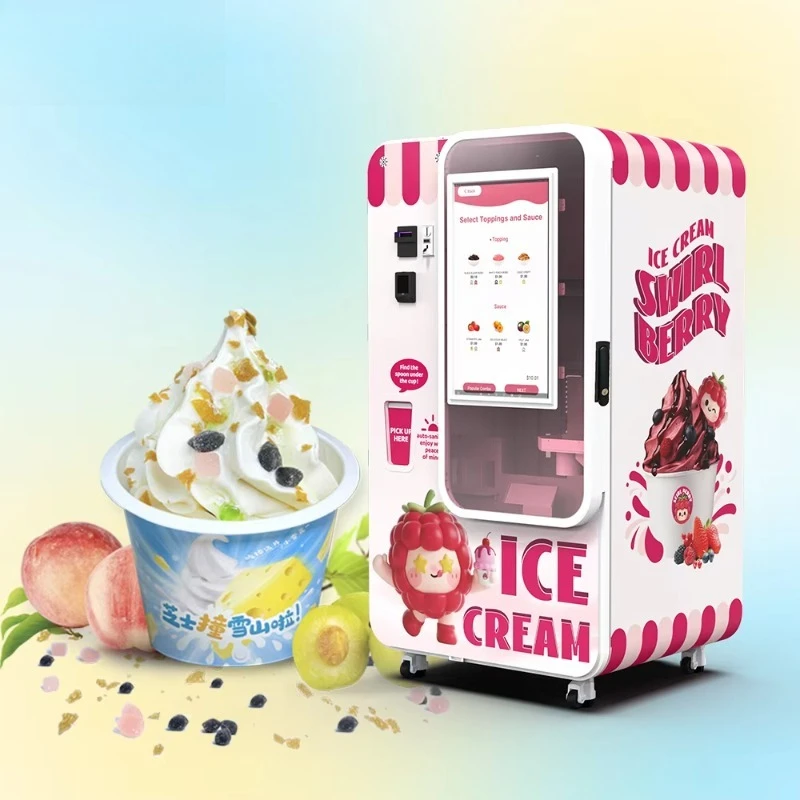 Máquina Expendedora de Helados Inteligente Personalizada, Automática, Compatible con Monedas y Tarjetas de Crédito, Múltiples Opciones, Centro Comercial