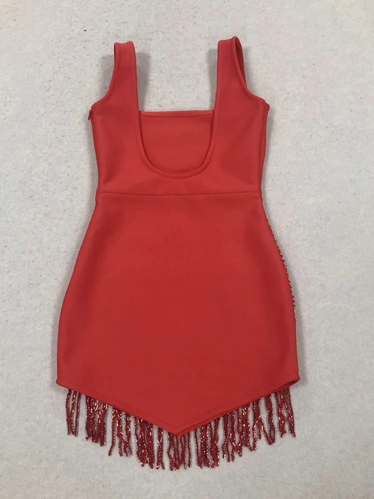 Nouvelles femmes Sexy réservoir dos nu diamants rouge Mini célébrité moulante robe de pansement 2025 élégant soirée Club robe de soirée