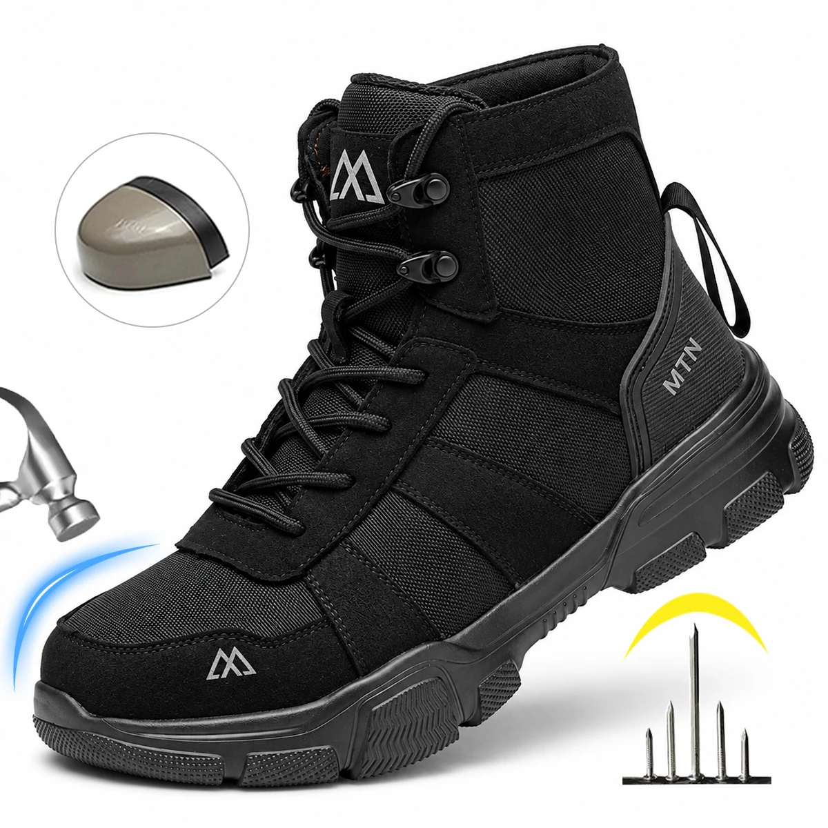 Safety Shoes For Men Steel Toe Sneakers Impact Resistant & Puncture Proof Shoes Breathable Non Slip Work Shoes Outdoor Boots