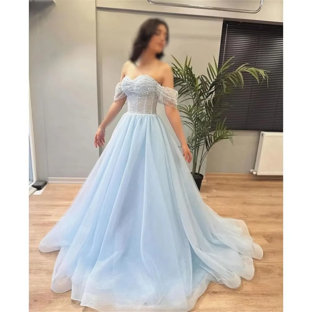 

Manmuxi A Dress Wedding Luxurious Women's Evening Dresses Luxury 2025 Custom Made Off-shoulder Sequins Ball Gowns Prom Clot