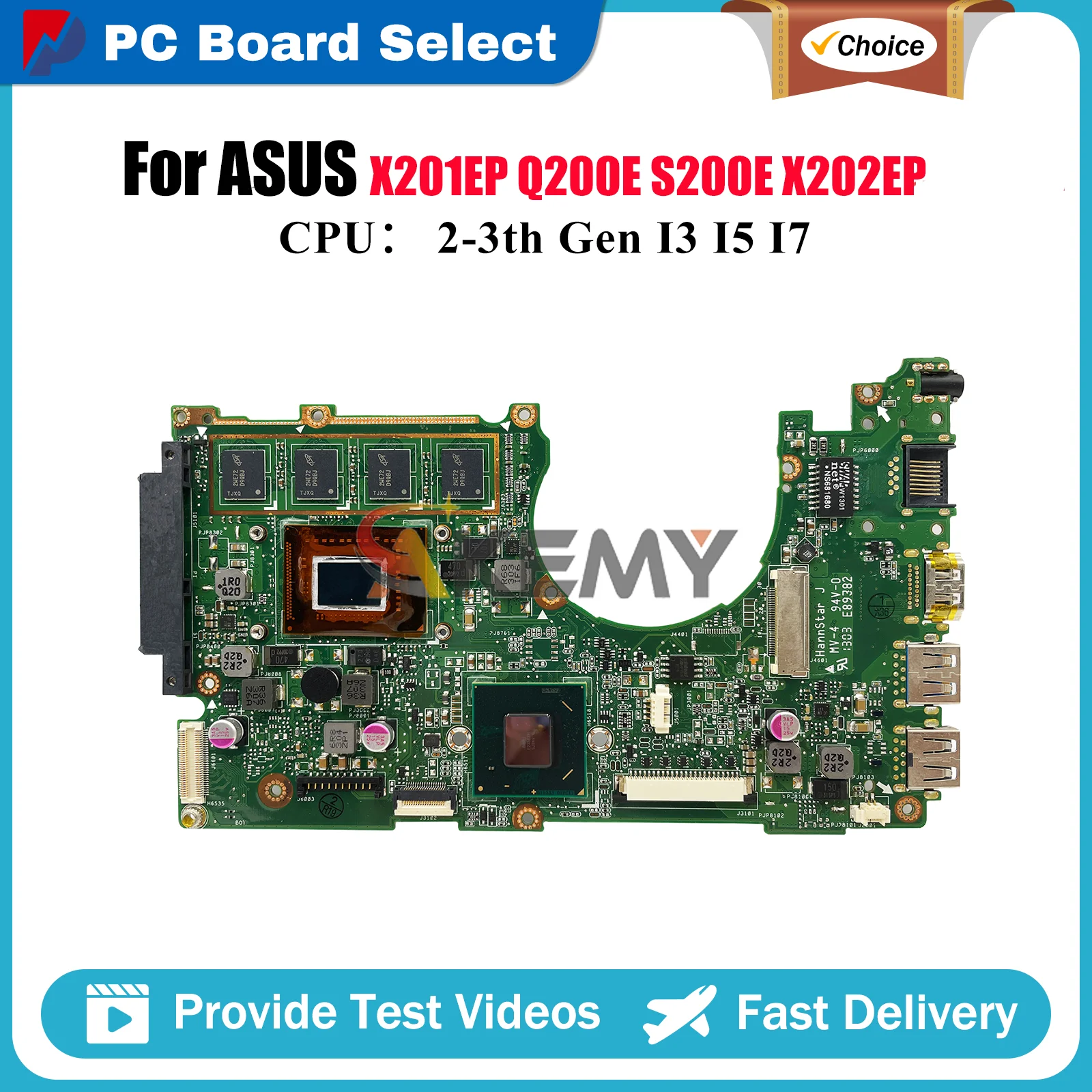 

X202E Laptop Motherboard For ASUS VivoBook X202EV X201EP X202E X202EP Q200E S200E Mainboard With I3 I5 I7 CPU 100% tests OK stk