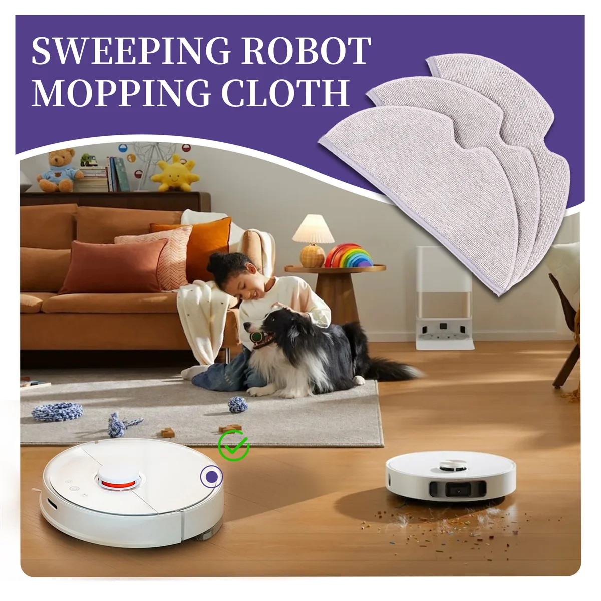 

AA97 3Pcs Replacement Mop Cloth for 1C F9 Sweeping Mopping Pad Robot Vacuum Cleaner Accessories