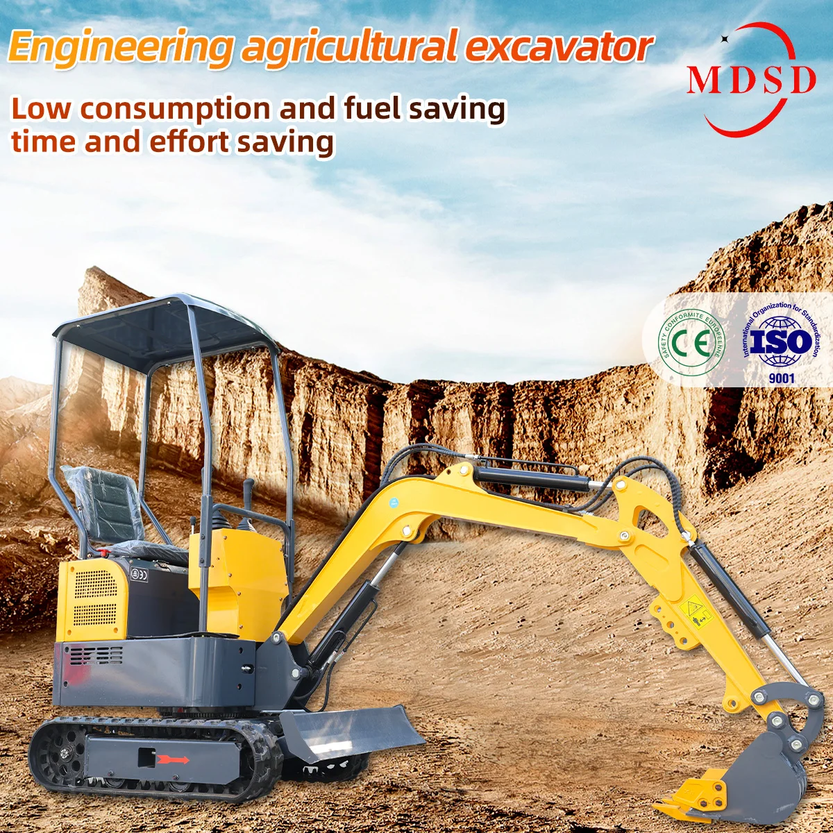 Mini Excavator DDP Pengiriman 1.2 Ton Excavator Kecil Hidrolik Aksesoris Lengkap Excavator Pertanian Untuk Mesin Kubota Epa Euro 5