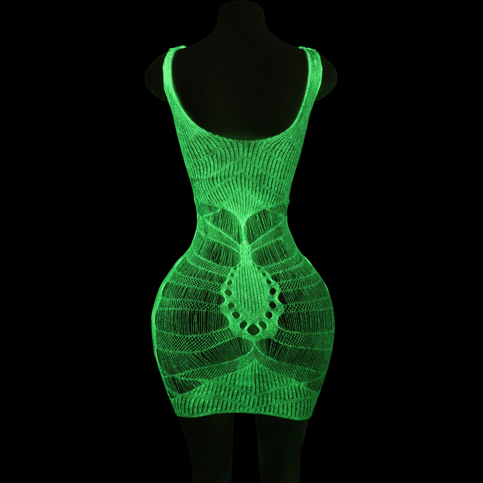 蛍光網タイツ発光ドレスダンサー用エロティックステージ衣装、ナイトクラブパフォーマンス用の大胆でセクシーなスタイル