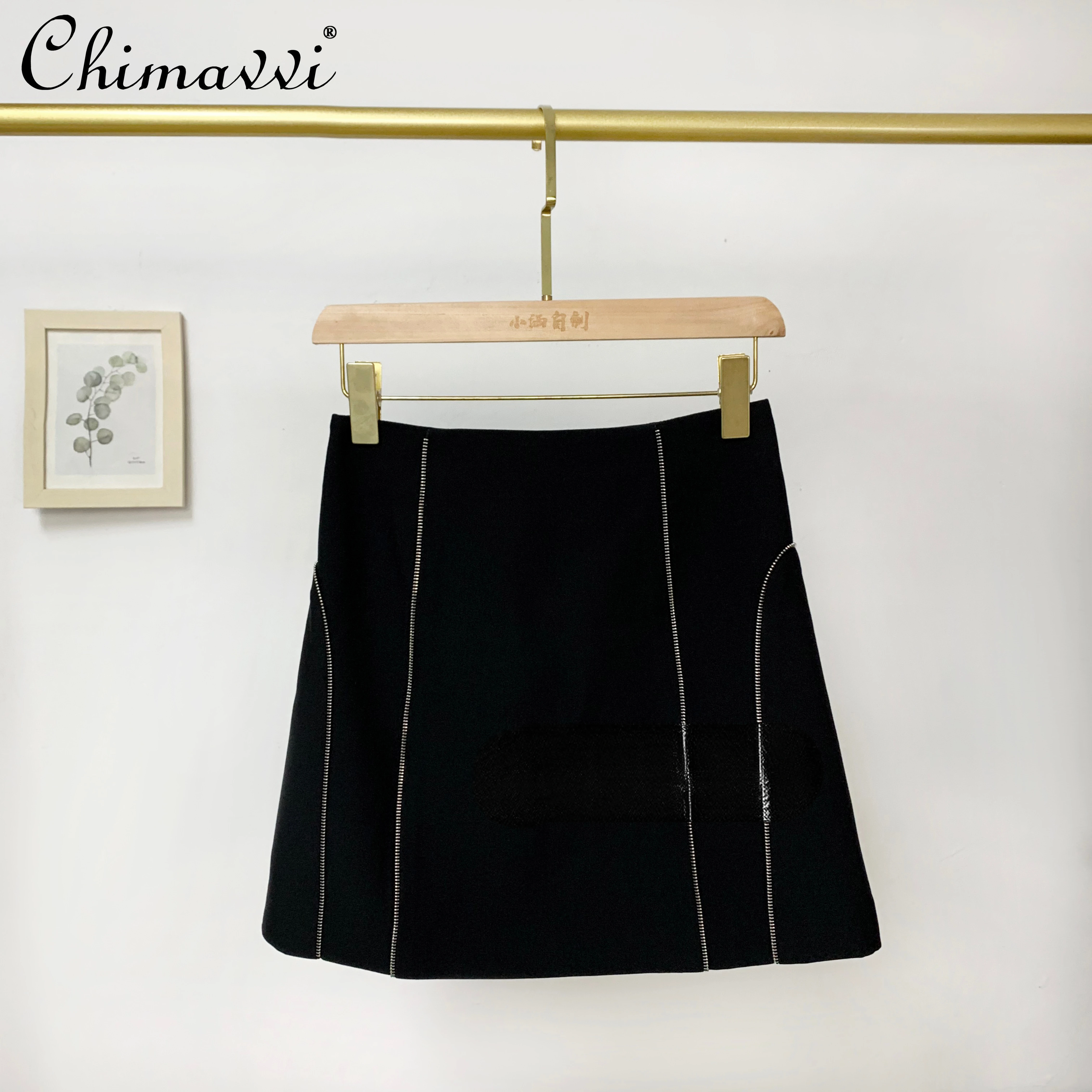 

Suit Skirt 2022 Autumn Clothing New Fashion Design Original Zipper French Style High-waist Slimming Sexy Sheath A- Line Skirt