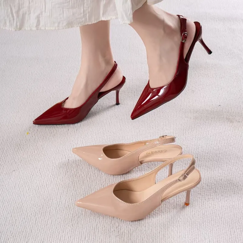 

Designer Summer Cover Toe Women Sandals Fashion Slingbacks Party Dress Shoes Elegant Thin Heels Wedding Ladies Sandalias