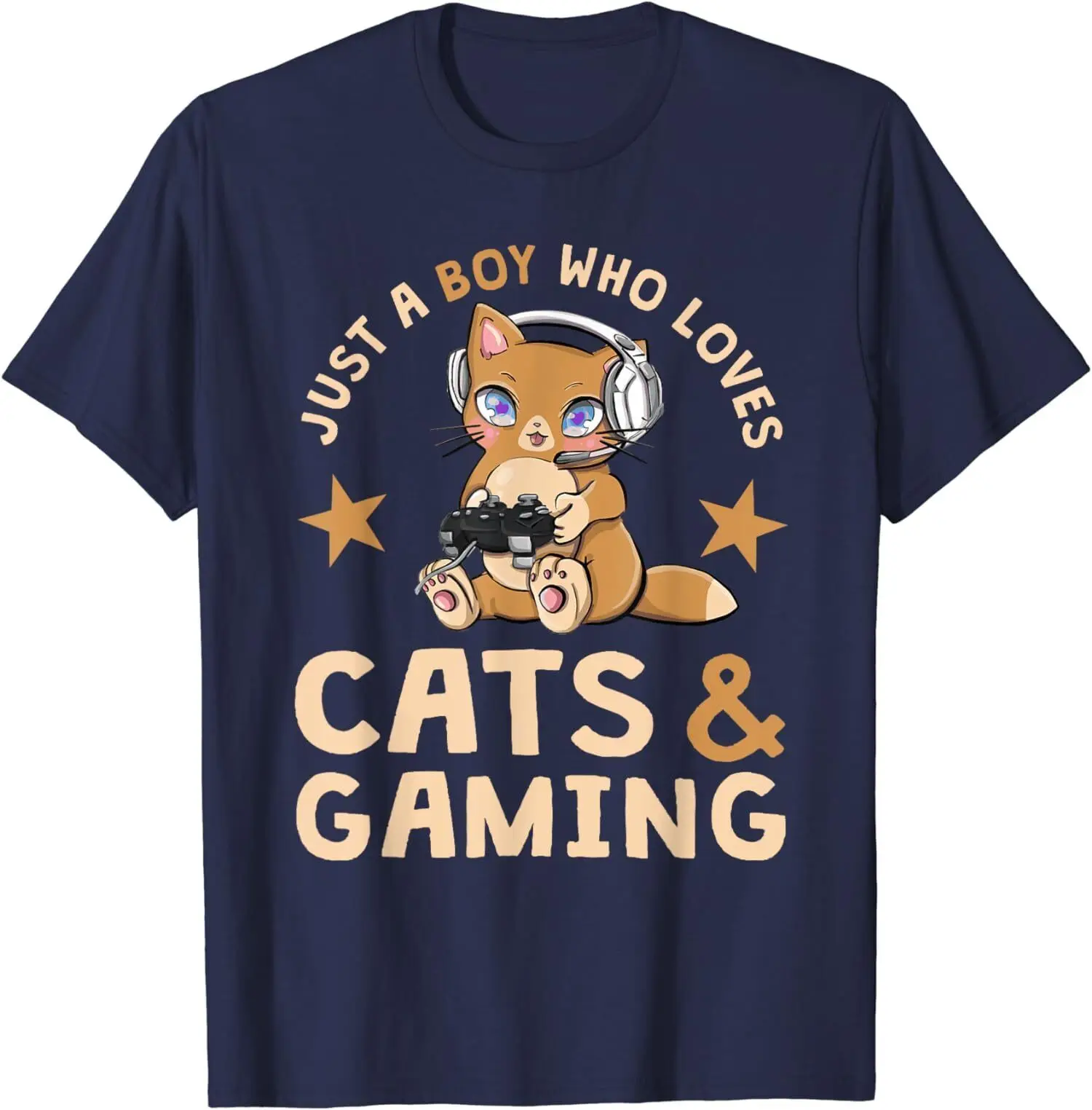 Just A Boy Who Loves Cats And Gaming Video Games Gift Unisex T-Shirt