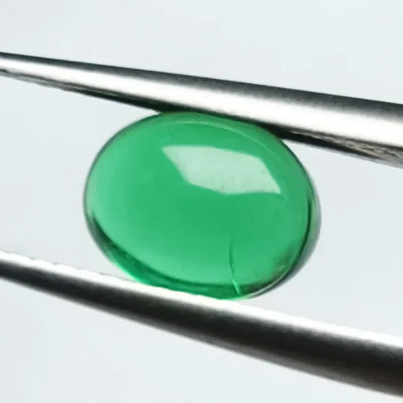 

Top Lab Grown Zambian Emeralds Oval Shape Smooth Surface With Cracks Inclusions Inside Selectable AGL Certificate