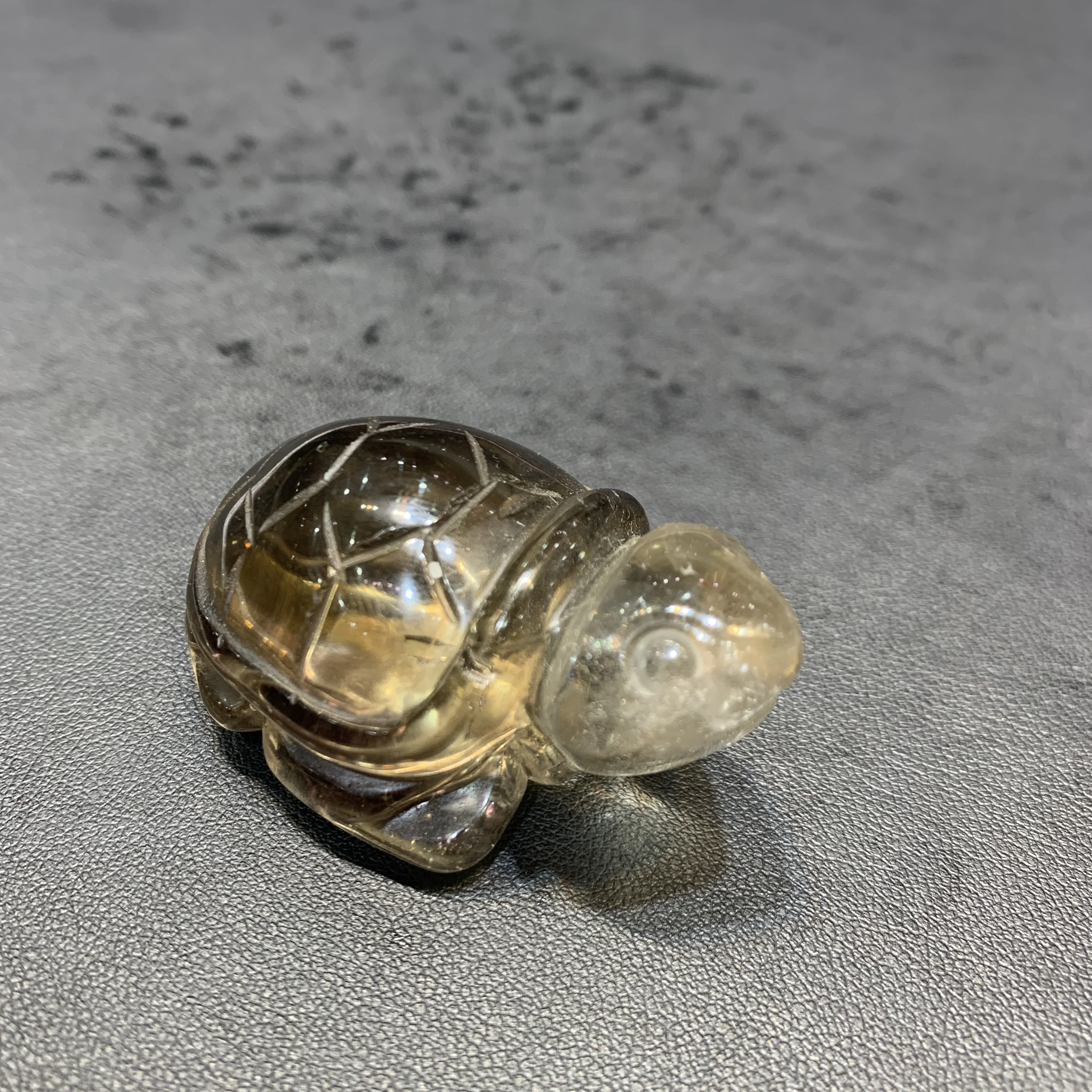 Natural Tea-coloured citrine quartz crystal tortoise carving crystal turtle Figurine