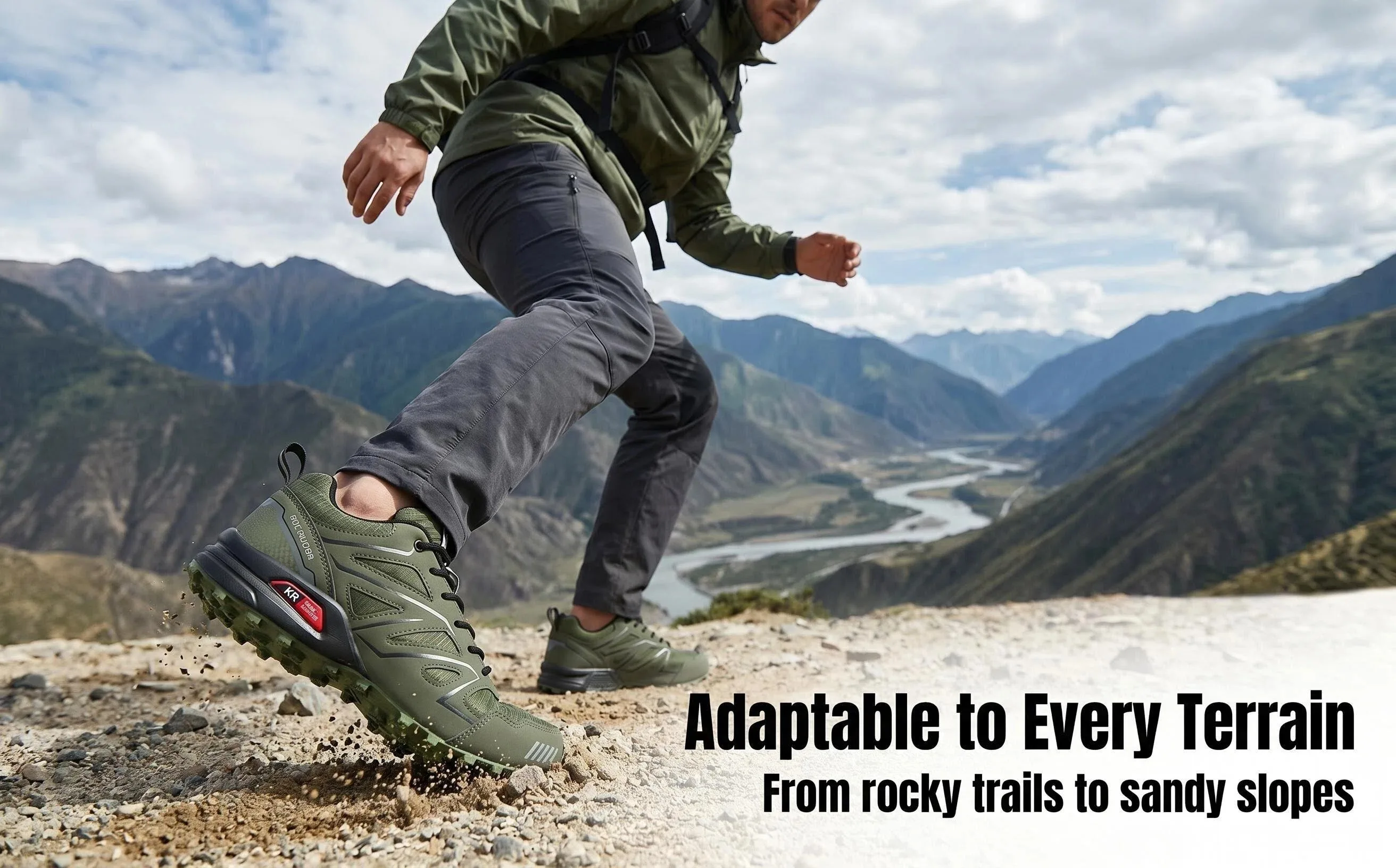 Wasserdichte Herren-Wanderschuhe, atmungsaktives Obermaterial, geeignet für jedes Gelände, Outdoor-Offroad, rutschfest, verschleißfest, Sportschuhe – Detail 2