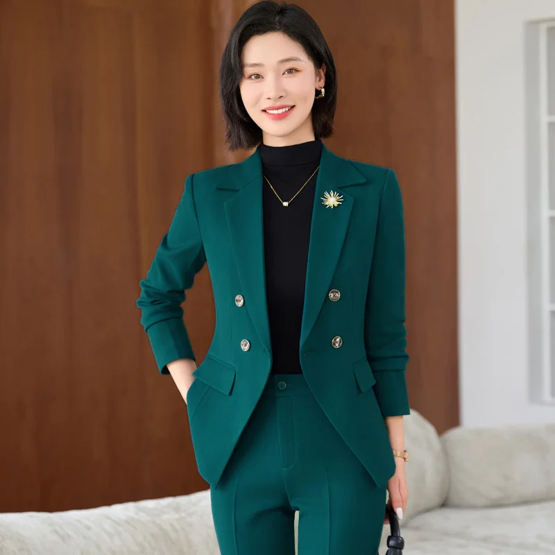 

Двубортный осенний элитный новый стиль, элегантный профессиональный наряд, модный костюм богини, элитный стильный профессиональный спецодежда