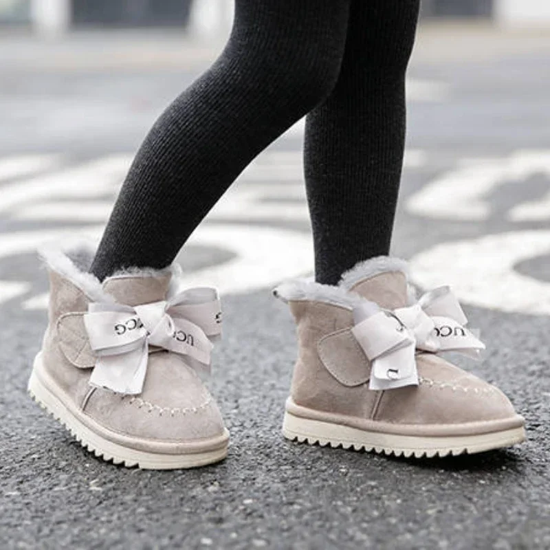 Botas de nieve Para niña, botines de algodón con aislamiento de felpa, gruesos, con punta redonda, estilo princesa, Para invierno