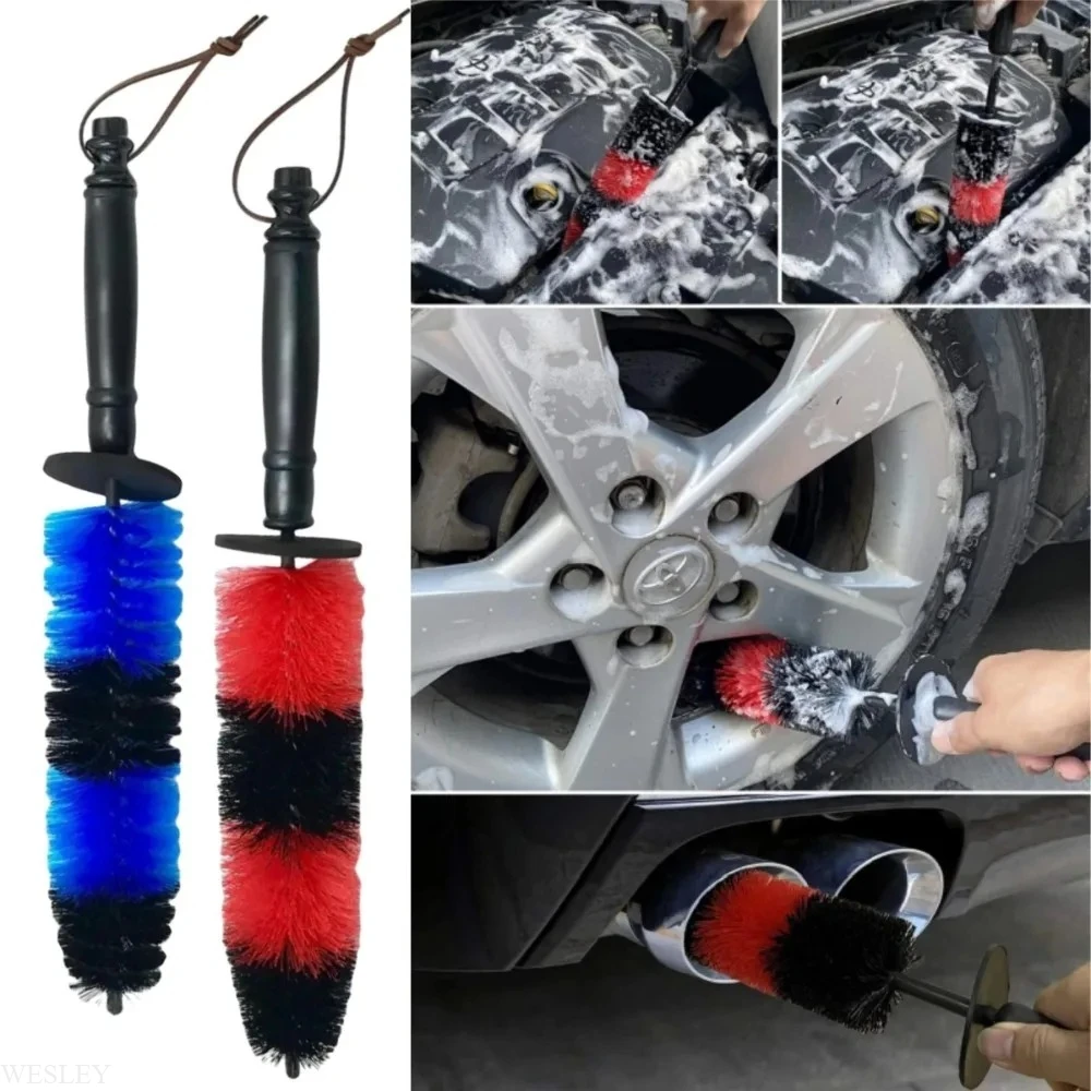 Cepillo de limpieza largo y suave para ruedas de coche, cepillo para llantas, cepillo para limpieza de neumáticos, cepillo para limpieza de ruedas, llantas, escape y motor de vehículos.