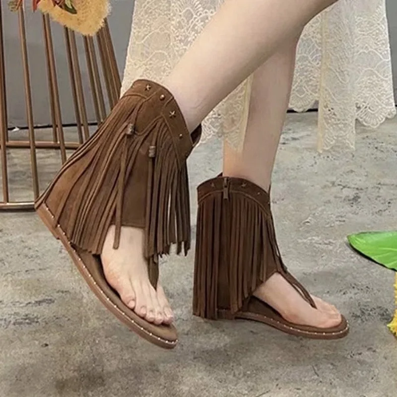 

Flats Fringe Sandals Women Casual Clip Toe Shoes Summer Flip Flops 2025 New Trend Rome Shoes Woman Dress Party Designer Zapatos