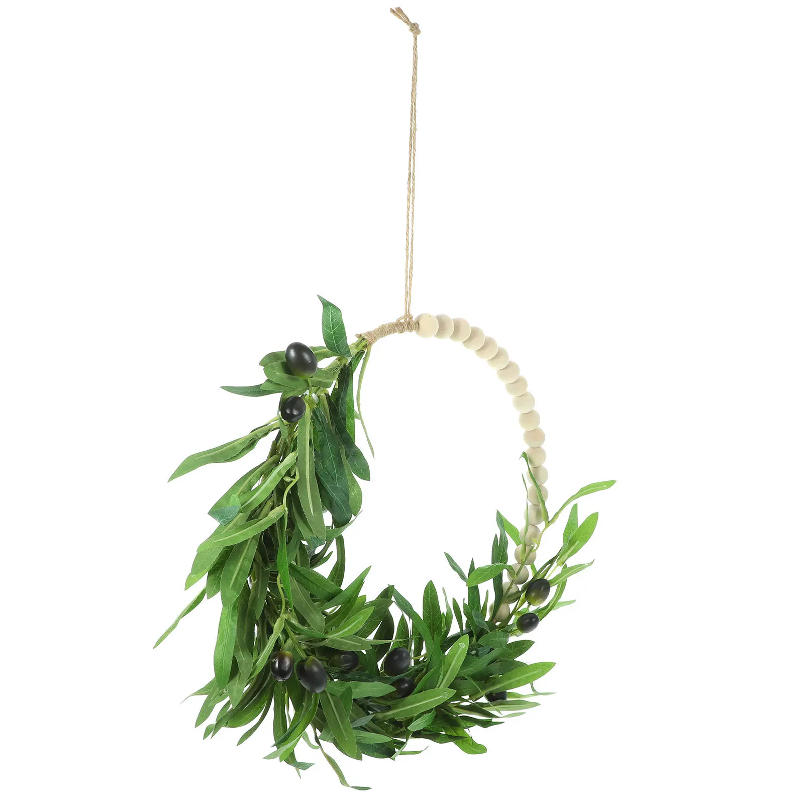 

Emulation Olive Flower Wreath Wooden Beads Design Wood Beads Wreath Home Wall Decor Creative Fresh Style Door Hanging Garland