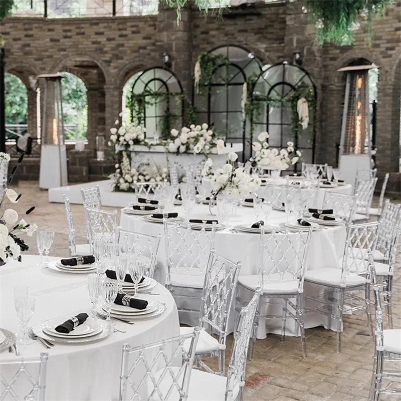 Detachable Acrylic Resin Funiture Wedding Chair  Hotel Party Decoration 100 Pcs Hot Transparent Crystal Chiavari