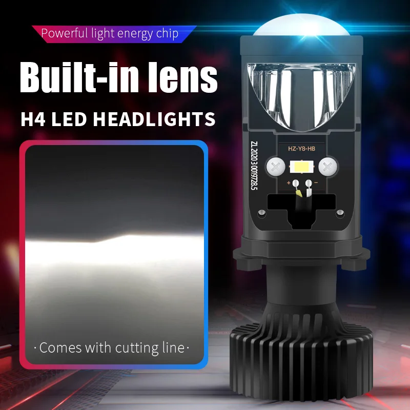 Auto Mini Lens LED H4 9003 HIB2 Headlight Bulbs Car Motorcycle Projector Lens LED Turbo Automotive Headlamp Running Lamp 12V