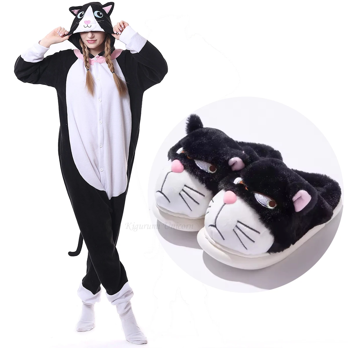 

Cute Cat Kigurumi Unicorn Unisex Adult Onesies Animal Pajamas Halloween Christmas Party Costumes for Women Men Cosplay Jumpsuit