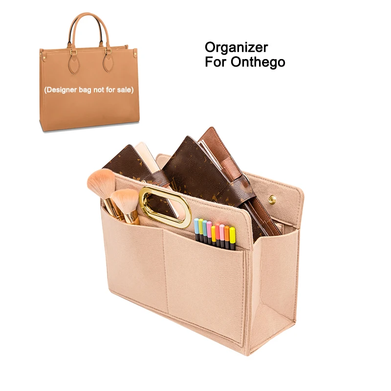 For On the Go PM MM GM Organizer per borse in feltro con manico dorato, inserto per borsa interna Tote, custodia per trucco cosmetico borsa Onthego Liner