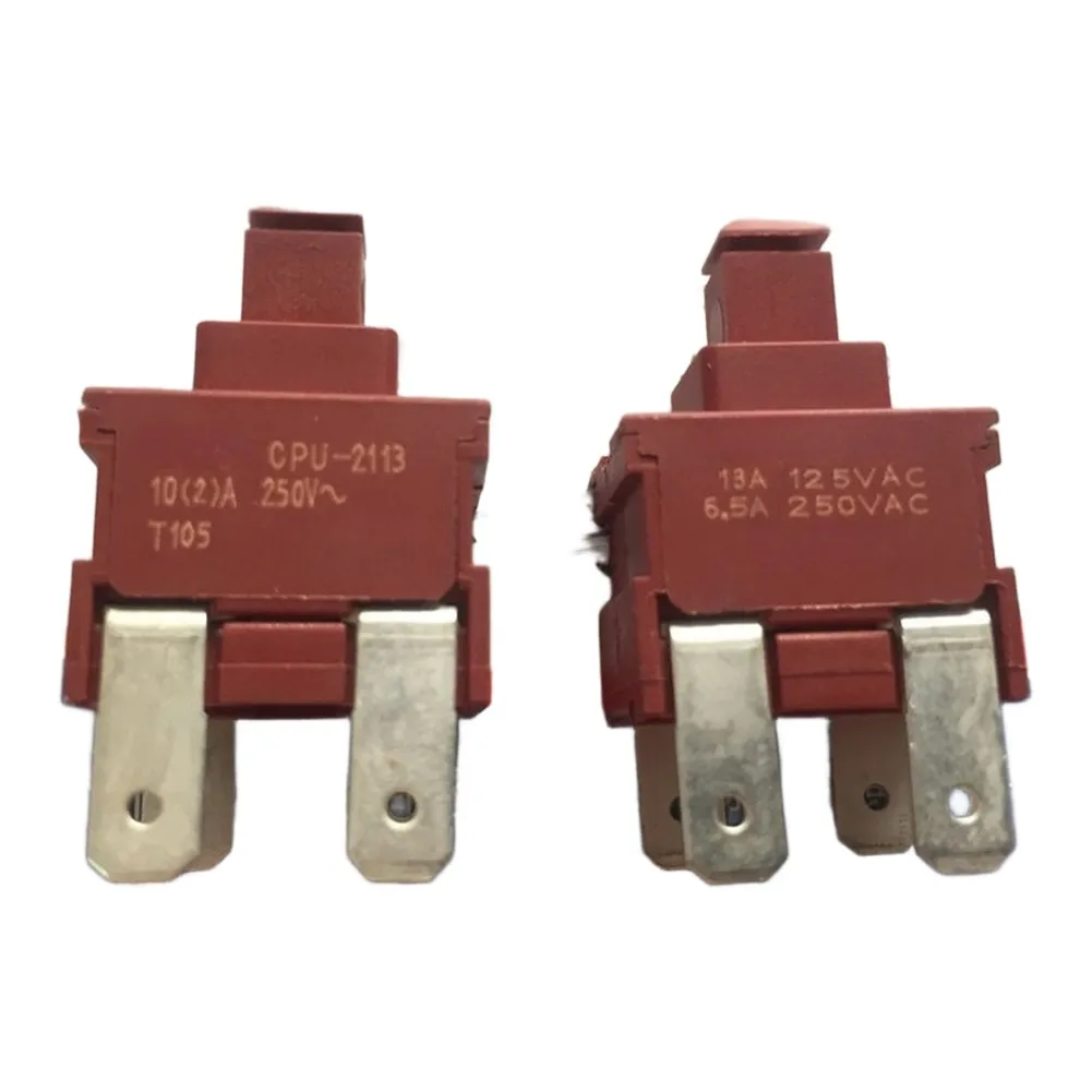 5pcs Red C'PU-2113 Push Button Switch 19x13mm 10A 250V Self Locking For Vacuum Cleaner Water Heater Electrical Appliance Parts