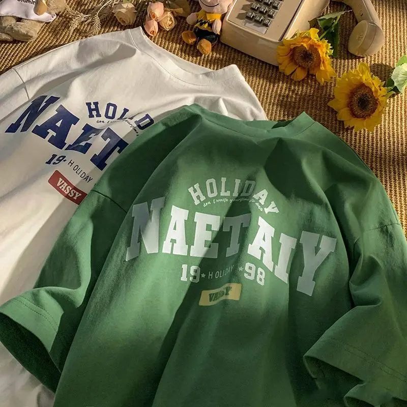 100 % Baumwolle, hochwertiges T-Shirt, kurzärmelig, bequem, weich, locker, modisch, Tops, T-Shirts, Y2k, amerikanisches Vintage-T-Shirt für Herren – Detail 8