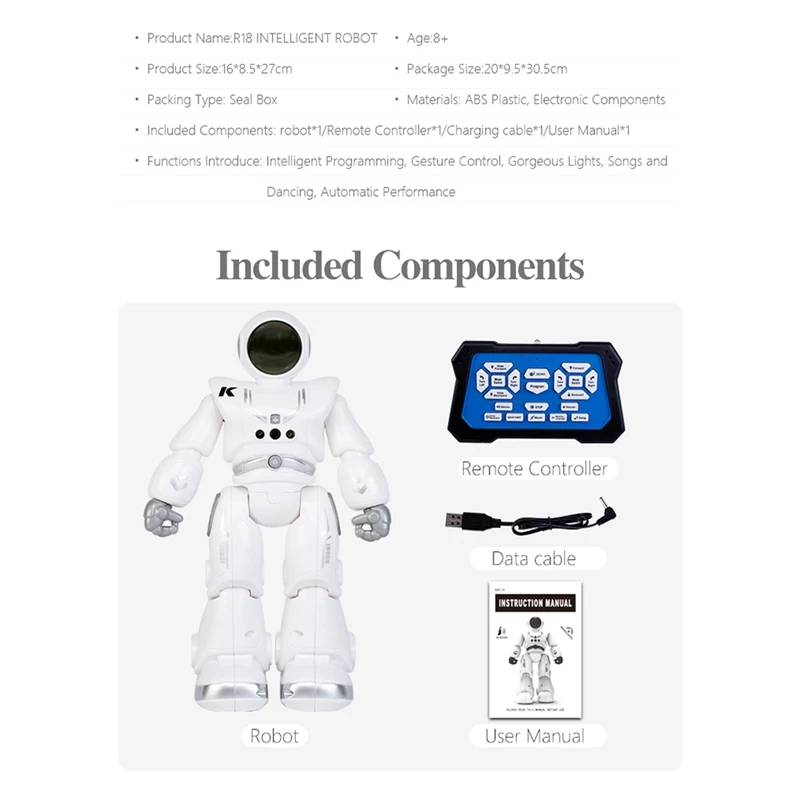 HOT- R18 Intelligent Remote Control Programming Space Robot Touch Gesture Induction Dancing Educational Children's Toy