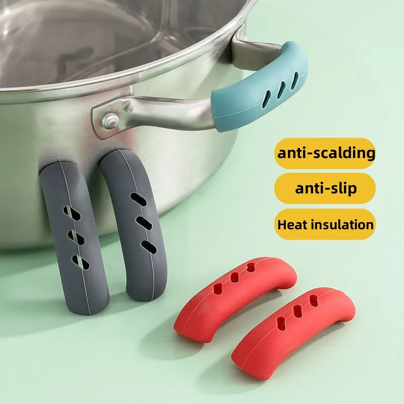 4/6Pcs Silicone Pan Handle Cover Heat Insulation Covers Pot Ear Clip Non-slip Steamer Casserole Pan Handle Kitchen Tool