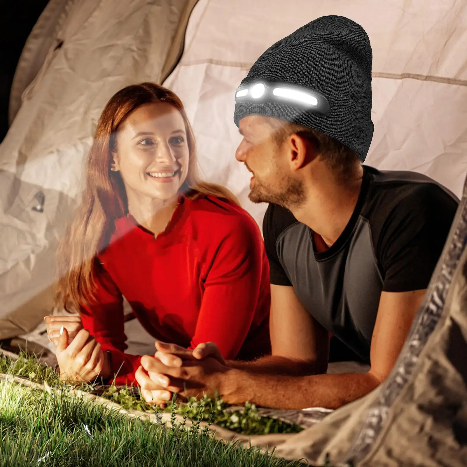 

USB светящаяся вязаная шапка, светодиодная шапка-фонарик для осеннего и зимнего тепла, шапка со светодиодной подсветкой для бега на открытом воздухе, езды на велосипеде