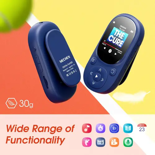 Imagen 2 del producto Reproductor de MP3 con clip de 32 GB Bluetooth 5.3, reproductor de música infantil MECHEN con podómetro compatible con hasta 128 GB