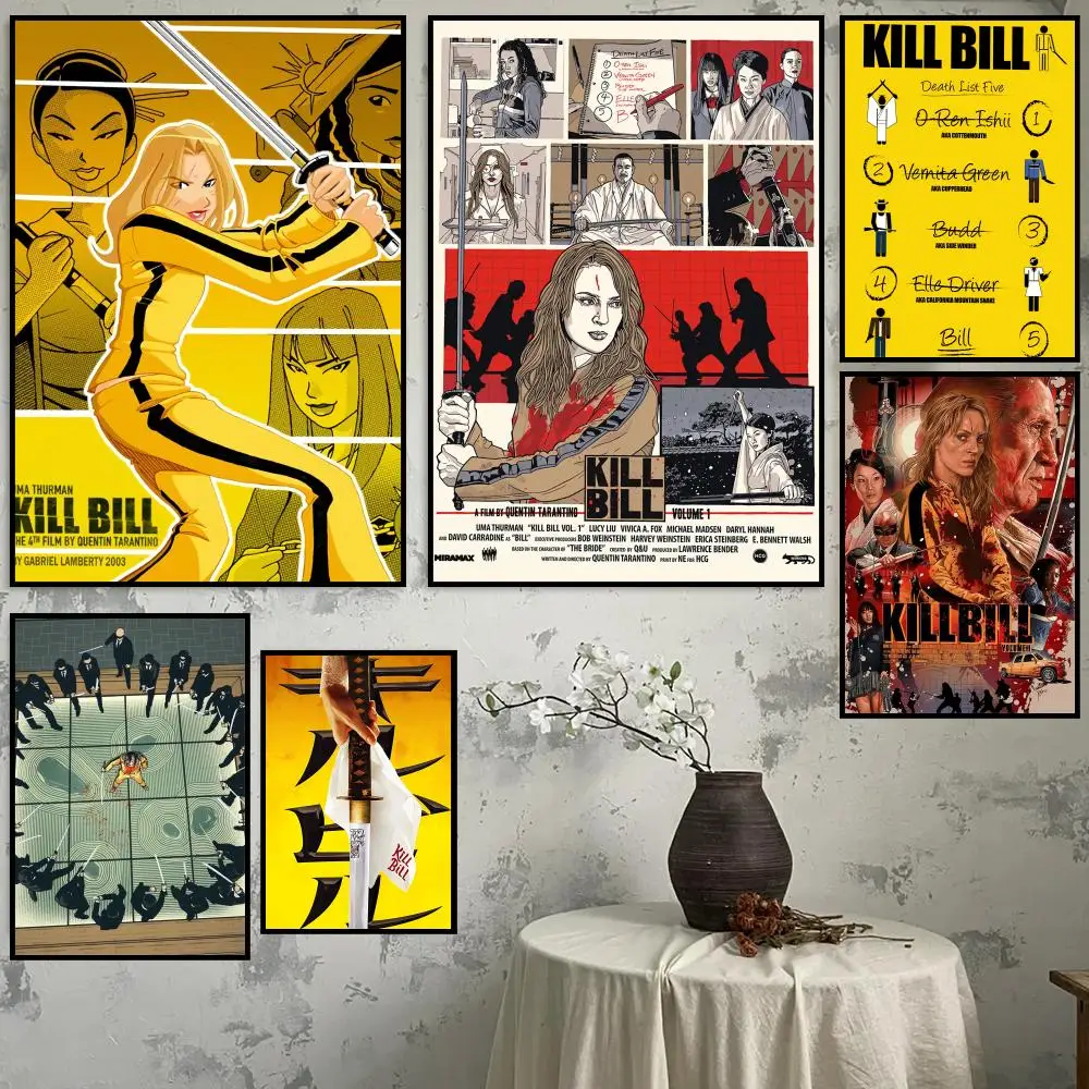 quentin-tarantino-filme-classico-kill-bill-pintura-caligrafia-hd-poster-de-tela-A-prova-d-'Agua-decoracao-de-parede-estetica-nordica-para-casa