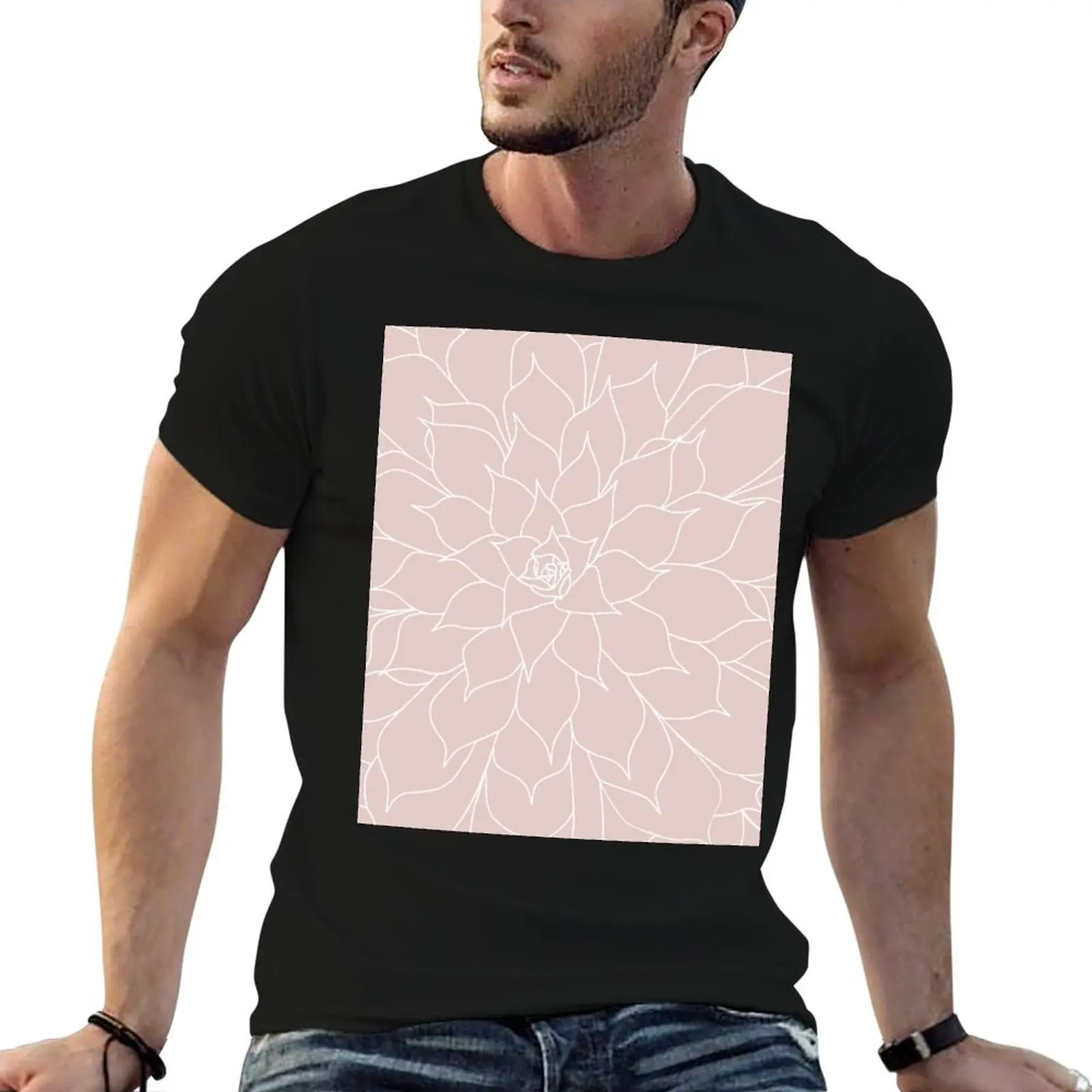 Blush Pink Succulent T-Shirt quick-drying oversized t shirt clothing for men